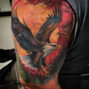 Eagle colour tattoo by Paul Cooke from Ashton Ink Tattoo Studio - tattooist Oldham
