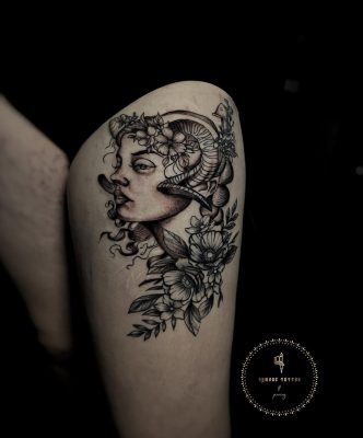 A forest witch scar cover up tattoo done by Symone from Ashton Ink Tattoo Studio - tattoo shops tameside